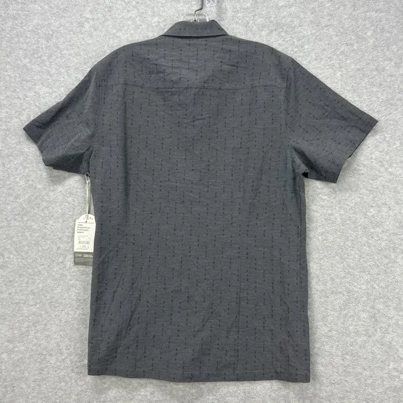 Vuori Shirt Mens Medium Charcoal Arrows Bridge Short Sleeve Button Stretch NEW - Picture 3 of 7